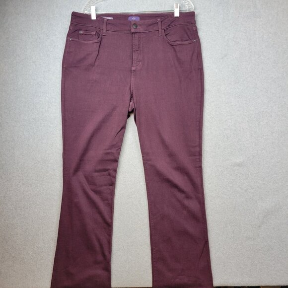 NYDJ Marilyn Straight Leg Jeans Size 16 Wine Red Lift Tuck Technology Denim - Picture 1 of 13